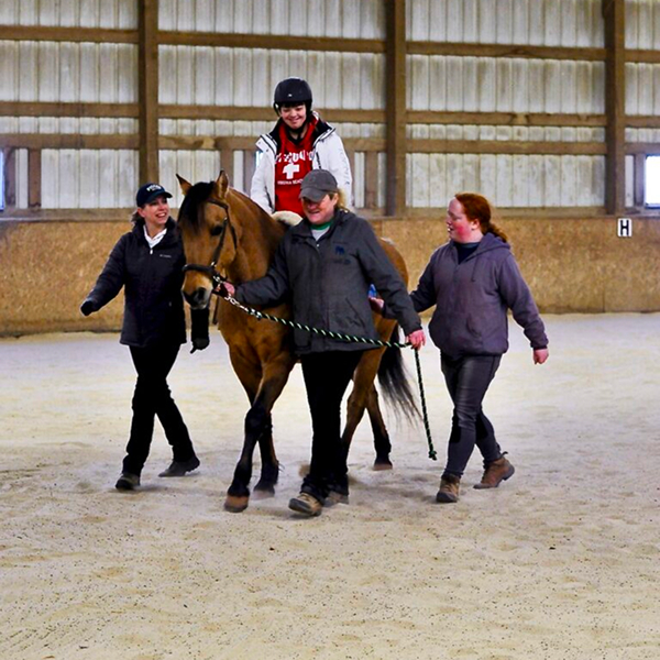 Leader with two sidewalkers and rider